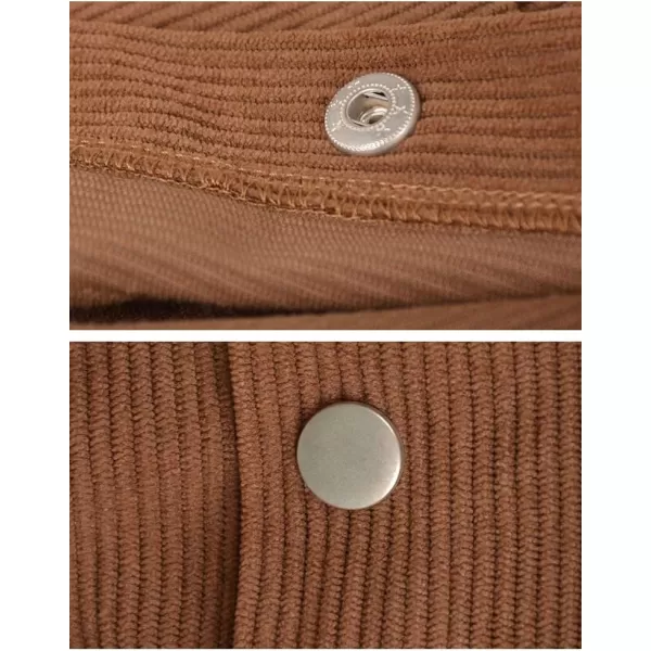 IDEALSANXUN Corduroy Midi Skirts for Women Fall Winter High Waisted A Line Button Front SkirtBrown