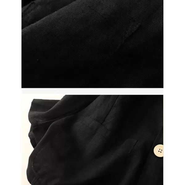 IDEALSANXUN Cotton Linen Blazer Women Suit Jackets for Work Business Casual Lightweight Jacket Lapel 34 Sleeve TopsBlack