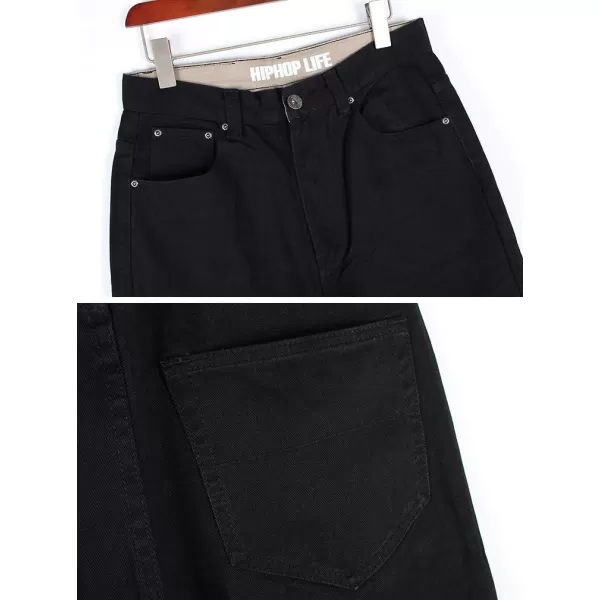 IDEALSANXUN Embroidery Hip Hop Jeans for Mens Casual Big Tall Loose Fit Jean Denim PantsBlack 109