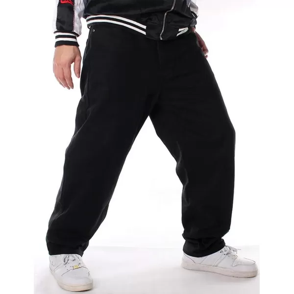 IDEALSANXUN Embroidery Hip Hop Jeans for Mens Casual Big Tall Loose Fit Jean Denim PantsBlack 109