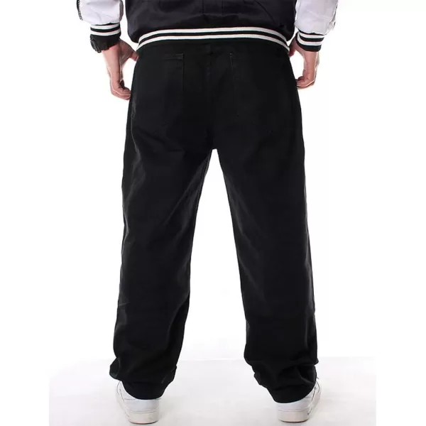 IDEALSANXUN Embroidery Hip Hop Jeans for Mens Casual Big Tall Loose Fit Jean Denim PantsBlack 109