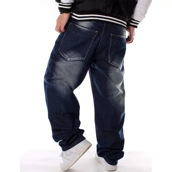 IDEALSANXUN Embroidery Hip Hop Jeans for Mens Casual Big Tall Loose Fit Jean Denim PantsBlue 6002
