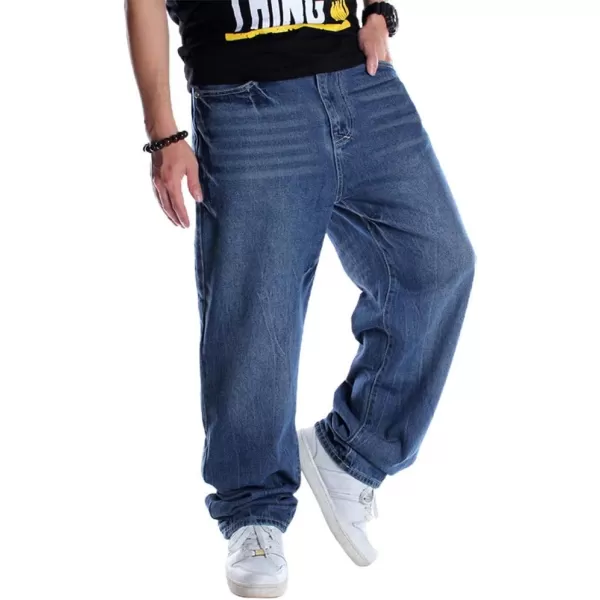 IDEALSANXUN Embroidery Hip Hop Jeans for Mens Casual Big Tall Loose Fit Jean Denim PantsDark Blue 102