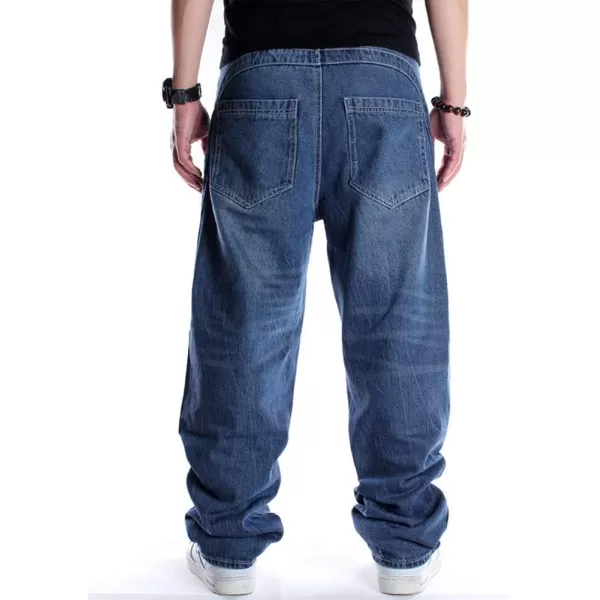 IDEALSANXUN Embroidery Hip Hop Jeans for Mens Casual Big Tall Loose Fit Jean Denim PantsDark Blue 102