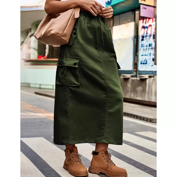 IDEALSANXUN Long Cargo Skirts for Women Fashion 2023 High Waisted Slit Jean Denim Maxi Skirt Y2kArmy
