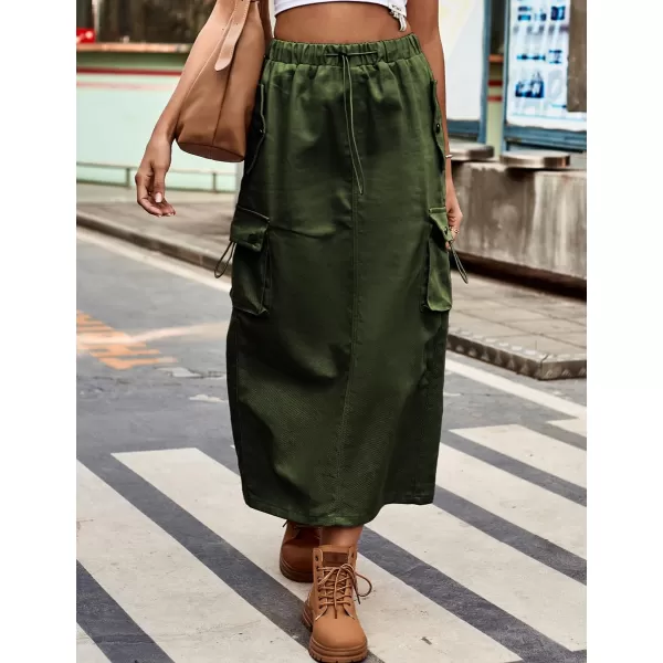 IDEALSANXUN Long Cargo Skirts for Women Fashion 2023 High Waisted Slit Jean Denim Maxi Skirt Y2kArmy