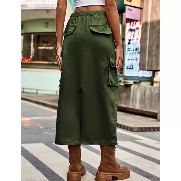 IDEALSANXUN Long Cargo Skirts for Women Fashion 2023 High Waisted Slit Jean Denim Maxi Skirt Y2kArmy