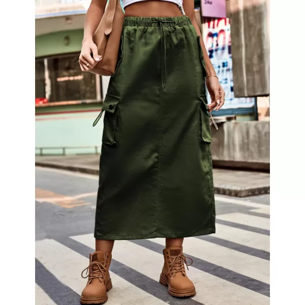 IDEALSANXUN Long Cargo Skirts for Women Fashion 2023 High Waisted Slit Jean Denim Maxi Skirt Y2kArmy
