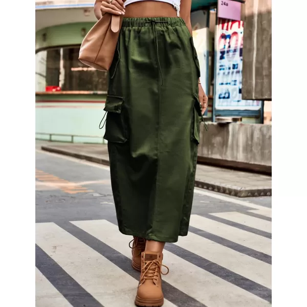 IDEALSANXUN Long Cargo Skirts for Women Fashion 2023 High Waisted Slit Jean Denim Maxi Skirt Y2kArmy