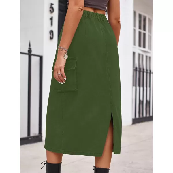 IDEALSANXUN Long Cargo Skirts for Women Trendy 2023 Elastic High Waisted Midi Denim Jean Skirt Y2KArmy