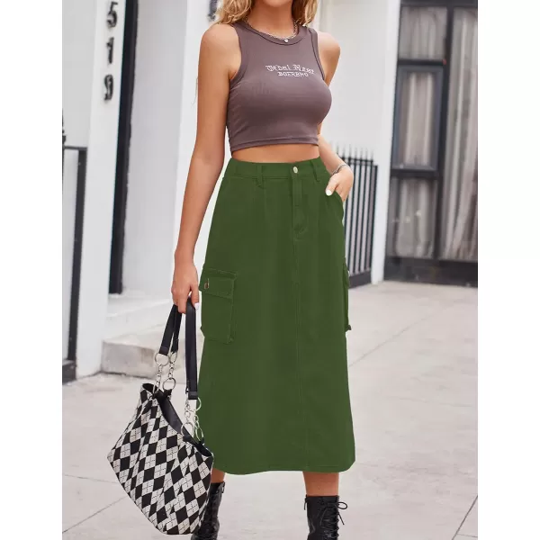 IDEALSANXUN Long Cargo Skirts for Women Trendy 2023 Elastic High Waisted Midi Denim Jean Skirt Y2KArmy