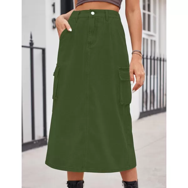IDEALSANXUN Long Cargo Skirts for Women Trendy 2023 Elastic High Waisted Midi Denim Jean Skirt Y2KArmy