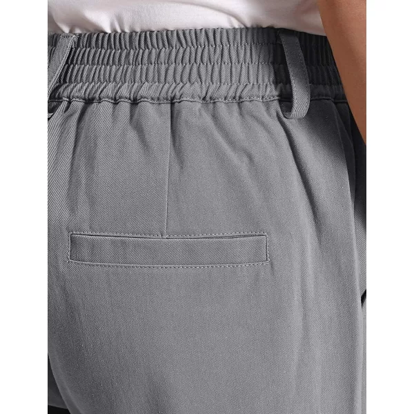 IDEALSANXUN Mens Casual Elastic Waist Twill PantsDark Grey