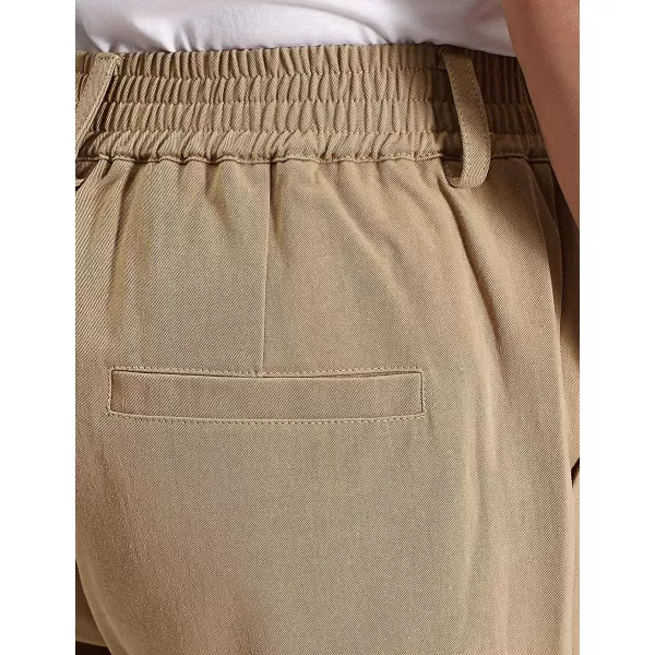 IDEALSANXUN Mens Casual Elastic Waist Twill PantsDark Khaki