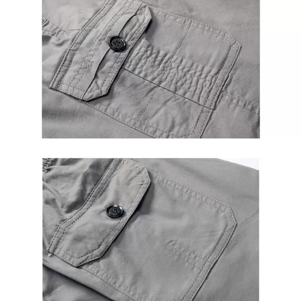 IDEALSANXUN Mens Comfy 100 Cotton Summer Cargo ShortsLight Grey