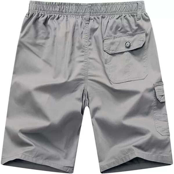 IDEALSANXUN Mens Comfy 100 Cotton Summer Cargo ShortsLight Grey