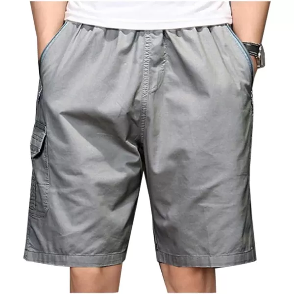 IDEALSANXUN Mens Comfy 100 Cotton Summer Cargo ShortsLight Grey