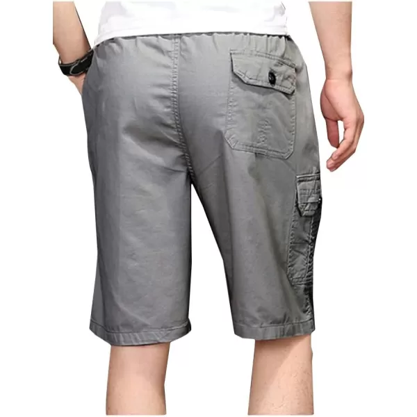 IDEALSANXUN Mens Comfy 100 Cotton Summer Cargo ShortsLight Grey