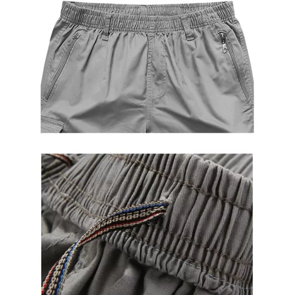 IDEALSANXUN Mens Comfy 100 Cotton Summer Cargo ShortsLight Grey