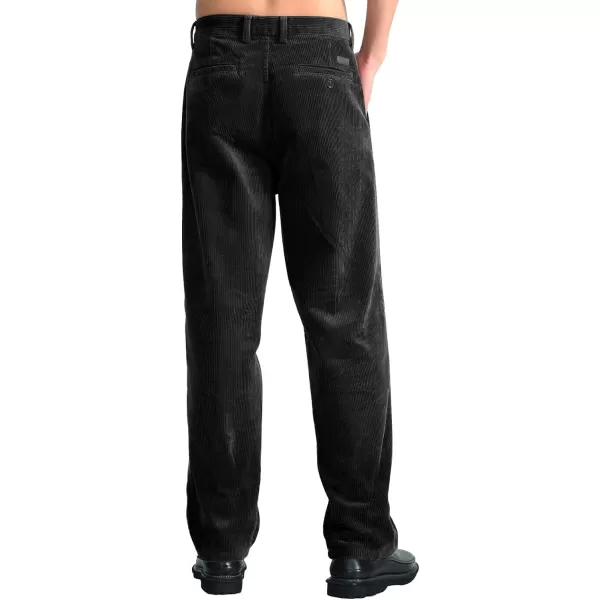 IDEALSANXUN Mens Corduroy Pants Fall Winter Casual Pleated Pants1black