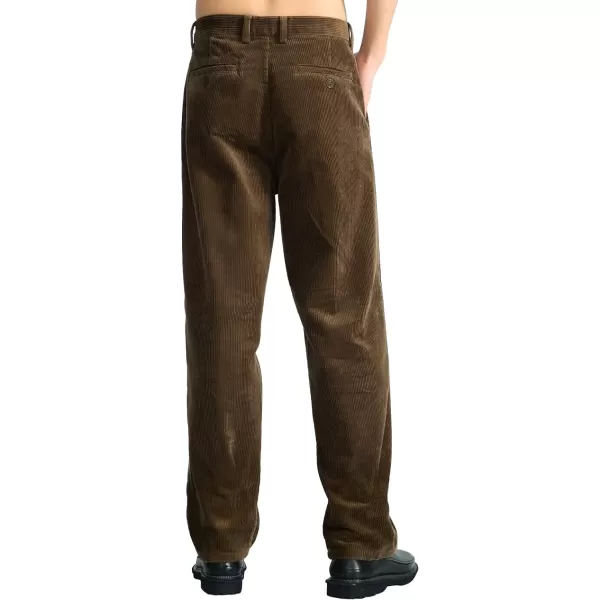 IDEALSANXUN Mens Corduroy Pants Fall Winter Casual Pleated Pants1brown