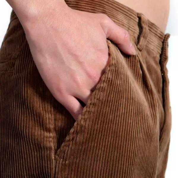 IDEALSANXUN Mens Corduroy Pants Fall Winter Casual Pleated Pants1brown New