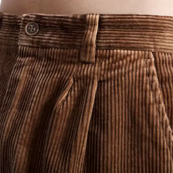 IDEALSANXUN Mens Corduroy Pants Fall Winter Casual Pleated Pants1brown New