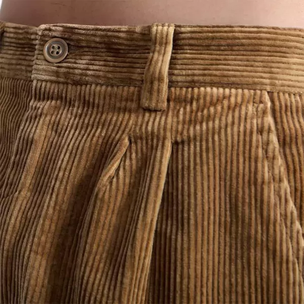 IDEALSANXUN Mens Corduroy Pants Fall Winter Casual Pleated Pants1camel