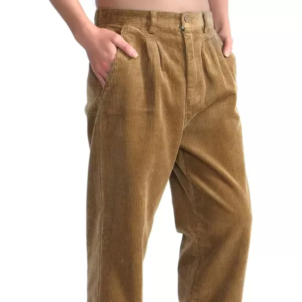 IDEALSANXUN Mens Corduroy Pants Fall Winter Casual Pleated Pants1camel