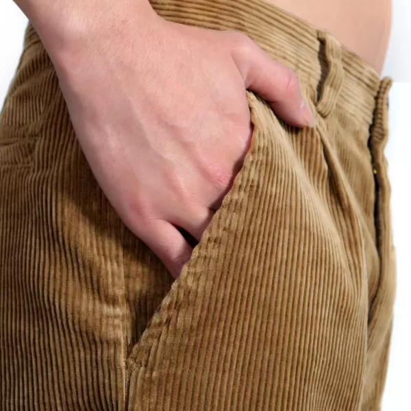 IDEALSANXUN Mens Corduroy Pants Fall Winter Casual Pleated Pants1camel