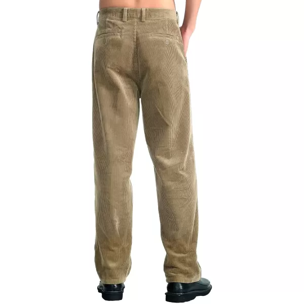 IDEALSANXUN Mens Corduroy Pants Fall Winter Casual Pleated Pants1khaki