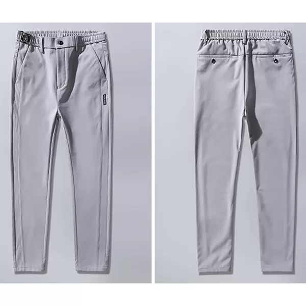 IDEALSANXUN Mens Dress Pants Slim Fit Flat Front Chino Pants with Elastic WaistLight Grey
