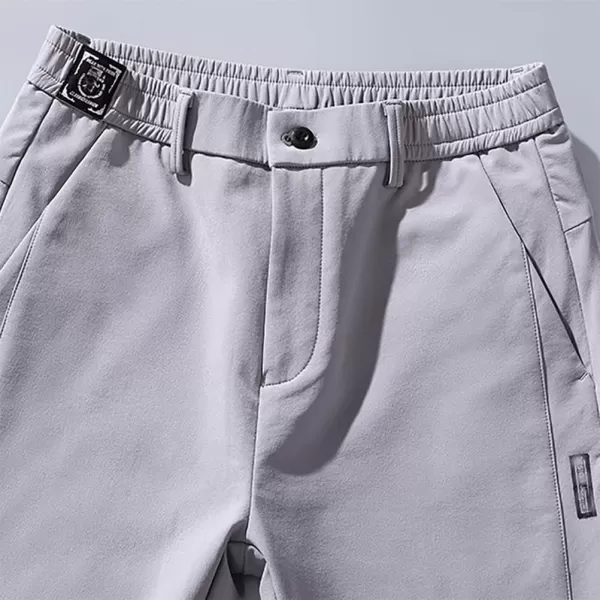 IDEALSANXUN Mens Dress Pants Slim Fit Flat Front Chino Pants with Elastic WaistLight Grey