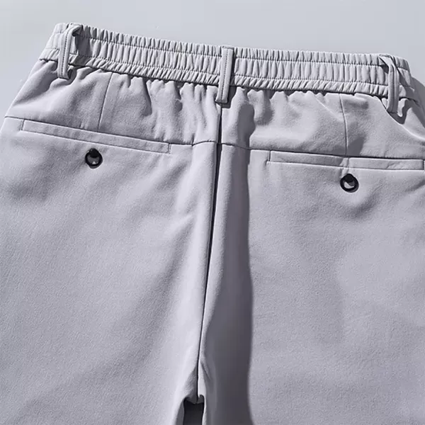 IDEALSANXUN Mens Dress Pants Slim Fit Flat Front Chino Pants with Elastic WaistLight Grey