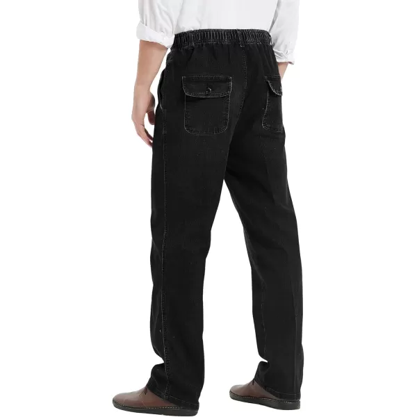 IDEALSANXUN Mens Elastic Waist JeansBlack