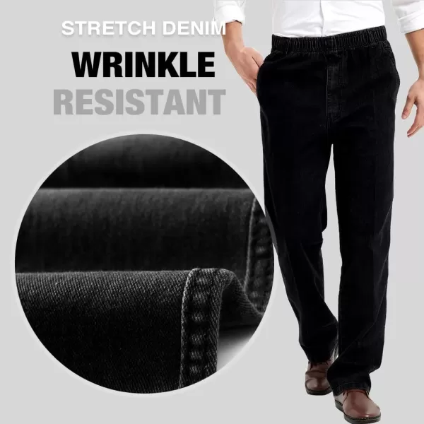 IDEALSANXUN Mens Elastic Waist JeansBlack