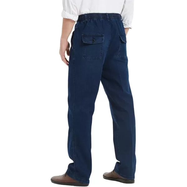 IDEALSANXUN Mens Elastic Waist JeansRetro Blue
