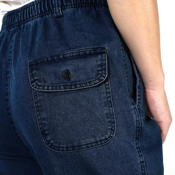 IDEALSANXUN Mens Elastic Waist JeansRetro Blue