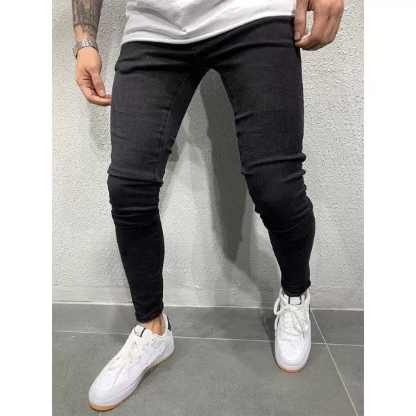 IDEALSANXUN Mens Ripped Biker Jeans Stretch Skinny Jeans Denim PantsBlack 011