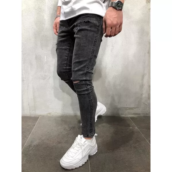 IDEALSANXUN Mens Ripped Biker Jeans Stretch Skinny Jeans Denim PantsBlack 8816