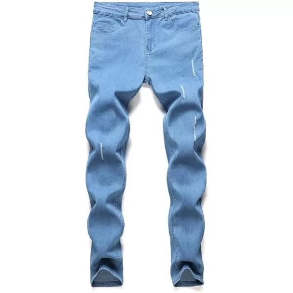 IDEALSANXUN Mens Ripped Biker Jeans Stretch Skinny Jeans Denim PantsBlue