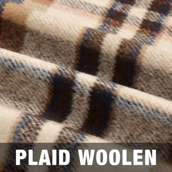 IDEALSANXUN Midi Plaid Skirts for Women 2023 Fall Winter Knee Length Pencil Wool Skirt with SlitBrown 01