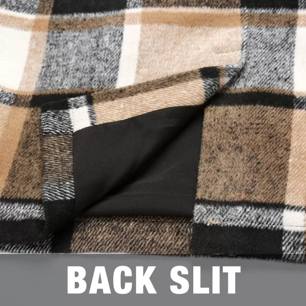 IDEALSANXUN Midi Plaid Skirts for Women 2023 Fall Winter Knee Length Pencil Wool Skirt with SlitBrown New