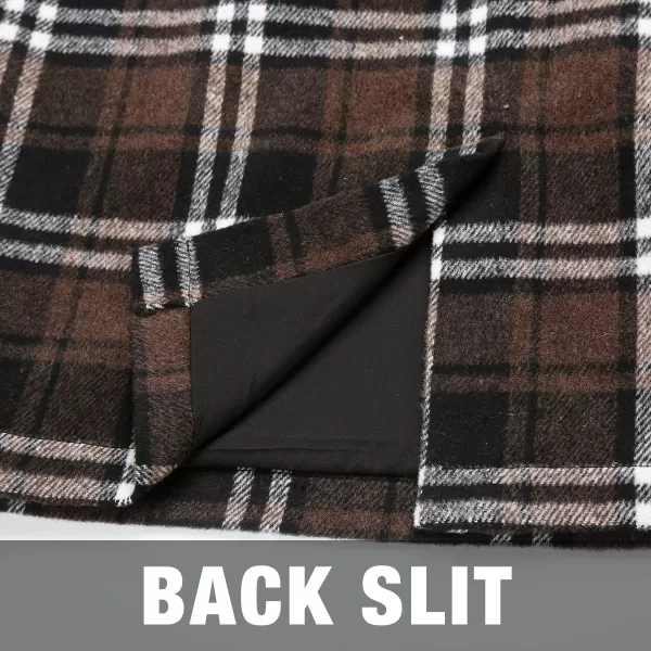 IDEALSANXUN Midi Plaid Skirts for Women 2023 Fall Winter Knee Length Pencil Wool Skirt with SlitCoffee