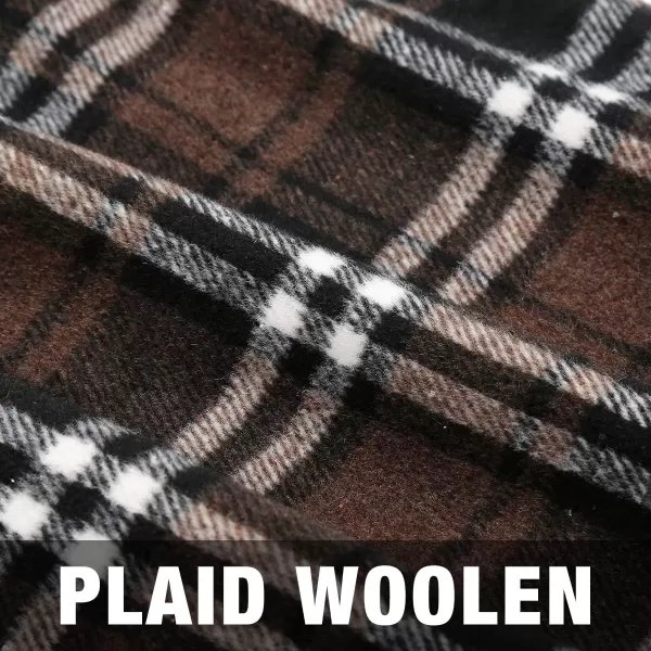 IDEALSANXUN Midi Plaid Skirts for Women 2023 Fall Winter Knee Length Pencil Wool Skirt with SlitCoffee