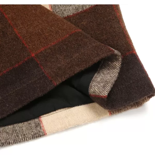 IDEALSANXUN Midi Plaid Skirts for Women 2023 Fall Winter Knee Length Pencil Wool Skirt with SlitDark Brown