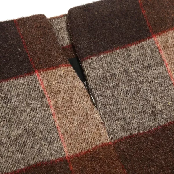 IDEALSANXUN Midi Plaid Skirts for Women 2023 Fall Winter Knee Length Pencil Wool Skirt with SlitDark Brown