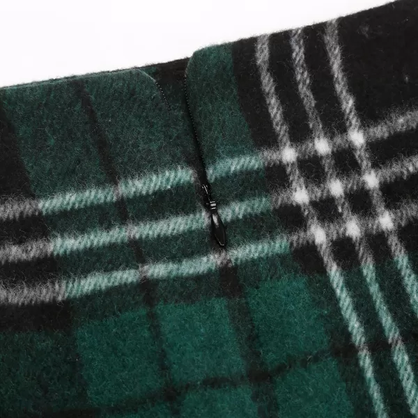 IDEALSANXUN Midi Plaid Skirts for Women 2023 Fall Winter Knee Length Pencil Wool Skirt with SlitGreen 1