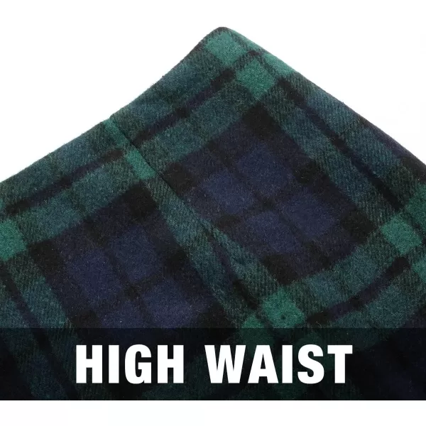 IDEALSANXUN Midi Plaid Skirts for Women 2023 Fall Winter Knee Length Pencil Wool Skirt with SlitGreen