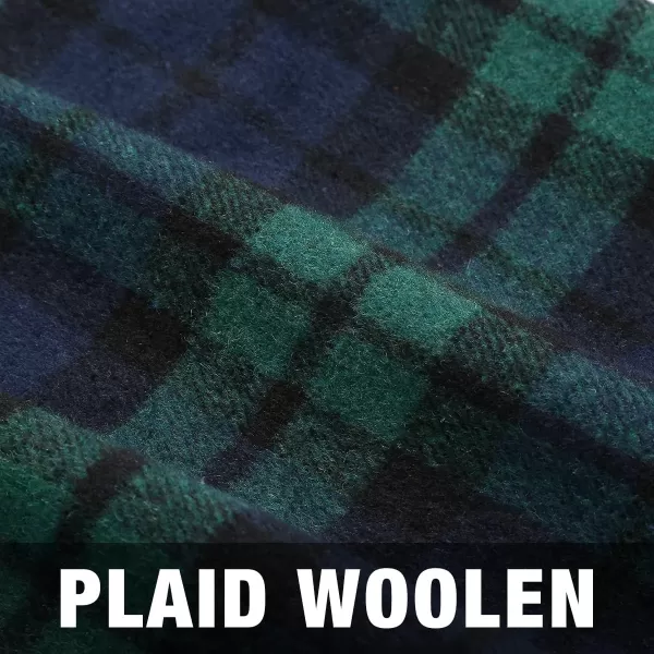 IDEALSANXUN Midi Plaid Skirts for Women 2023 Fall Winter Knee Length Pencil Wool Skirt with SlitGreen